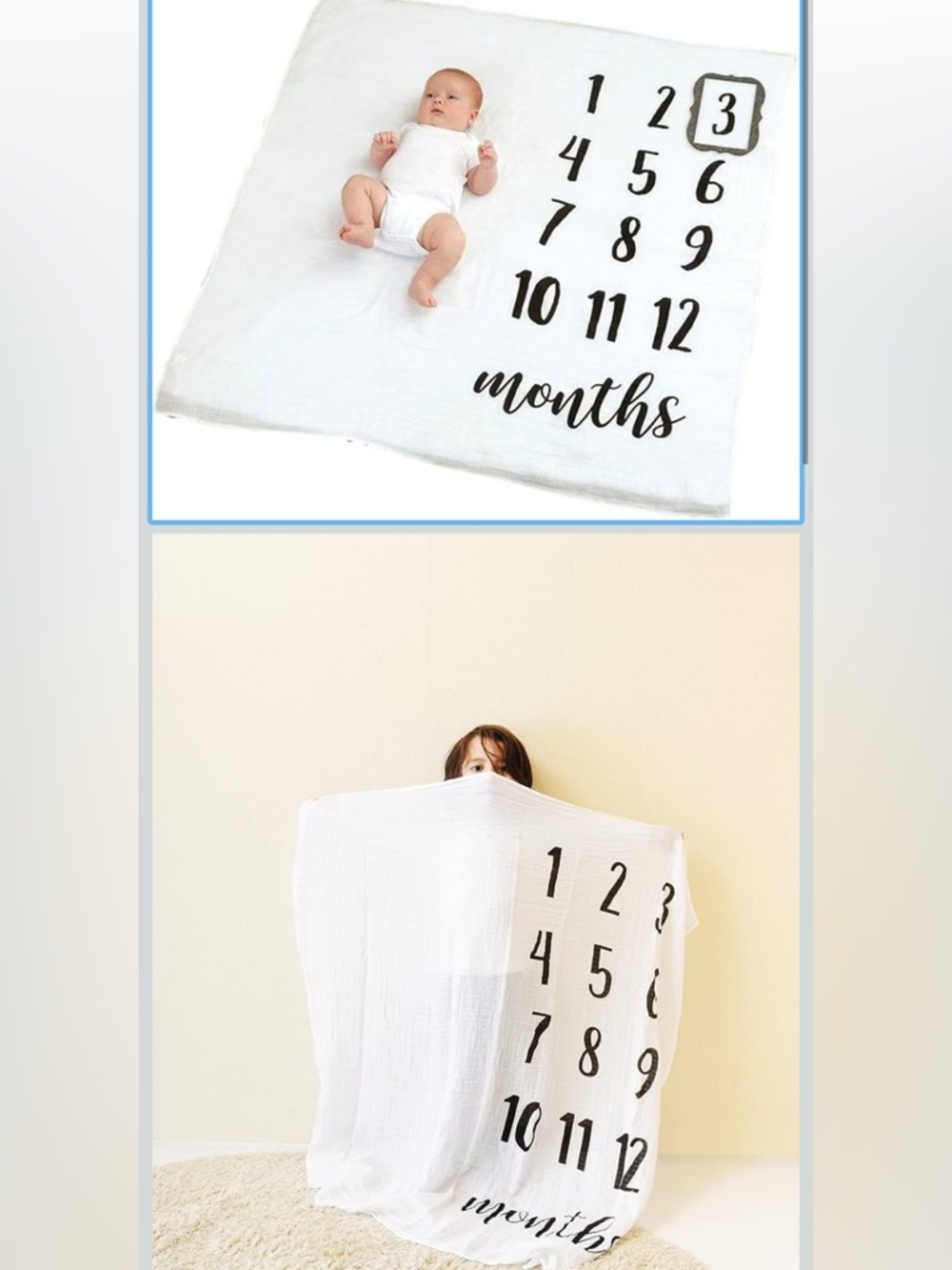 Mud Pie White Milestone Muslin Blanket with Black Numbers